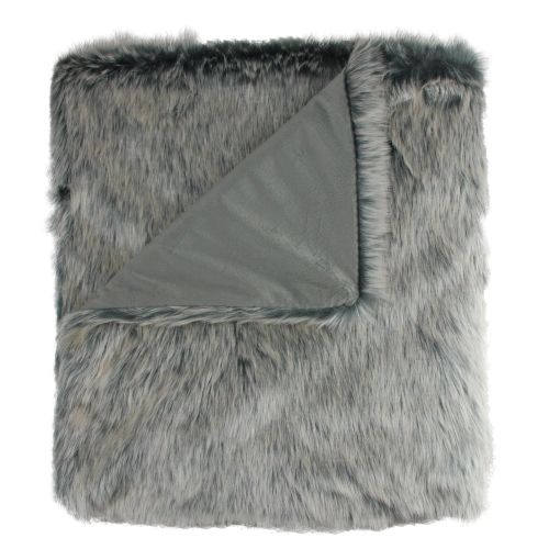 Faux Fur Gray Solid Rectangular Throw Blanket 50" x 60"