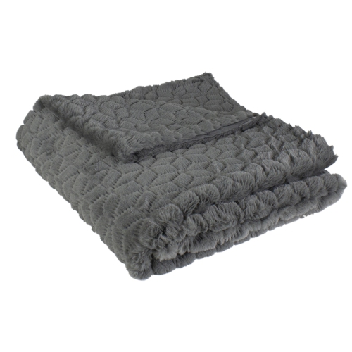 Dark Gray Ultra Plush Faux Fur Throw Blanket 55" x 63"