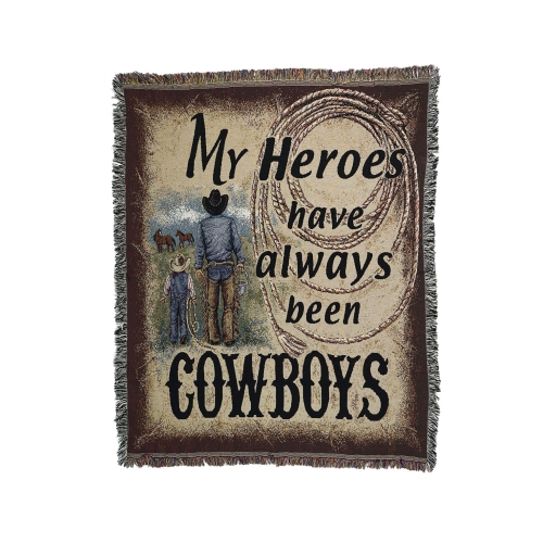 Black and Brown Cowboy Tapestry Throw Blanket 50" x 60"