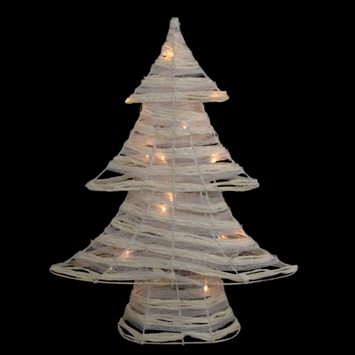 LED Lighted Glitter Christmas Tree - 18.5" - Cream - Warm White Lights