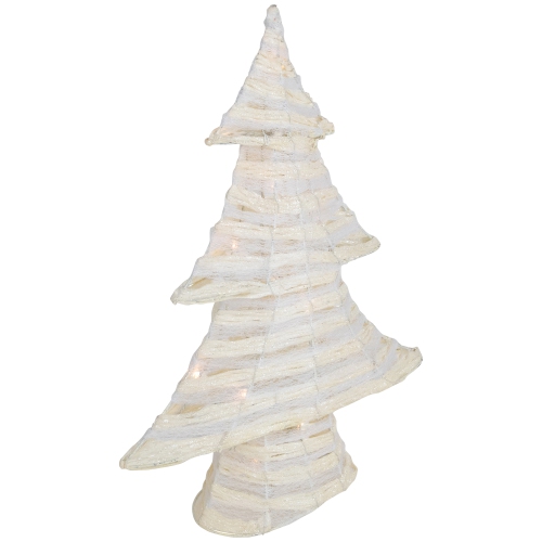 LED Lighted Glitter Christmas Tree - 18.5" - Cream - Warm White Lights