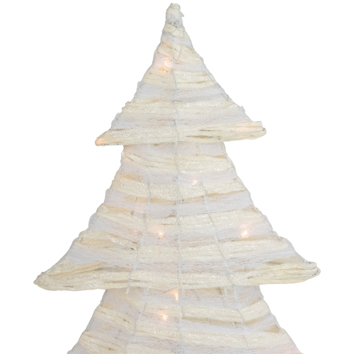 LED Lighted Glitter Christmas Tree - 18.5" - Cream - Warm White Lights