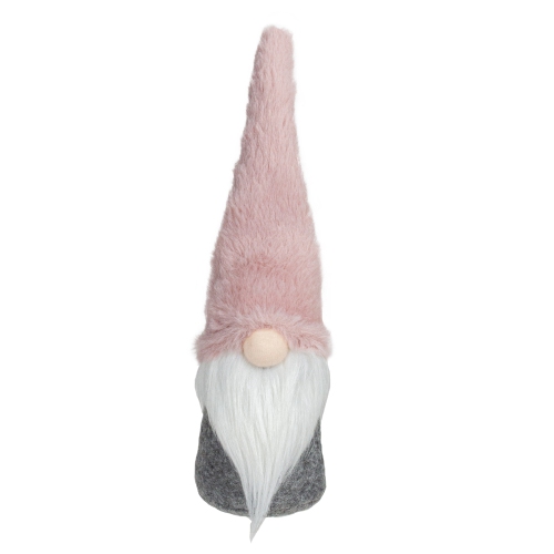NORTHLIGHT  Standing Gnome Christmas Decoration - 11" - Pink And In Gray