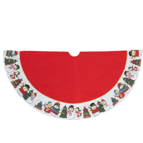 48" Red and White Jolly Snowman Christmas Tree Skirt