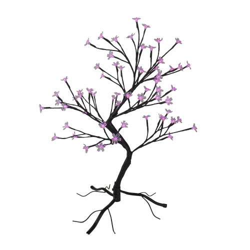 Pre-Lit Japanese Sakura Blossom Flower Artificial Tree - 25" - Pink and Purple LED Lights