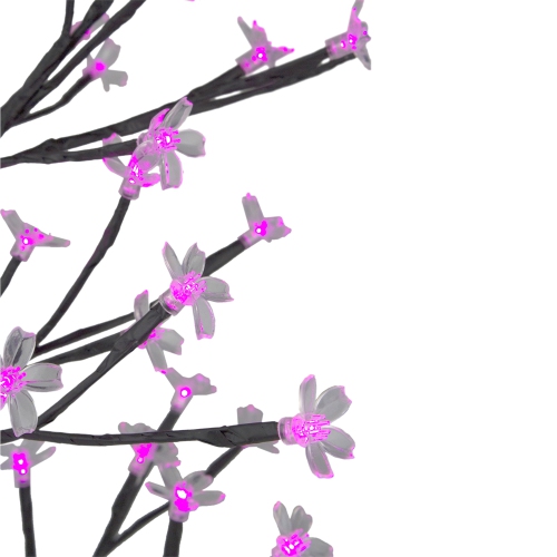 Pre-Lit Japanese Sakura Blossom Flower Artificial Tree - 25" - Pink and Purple LED Lights