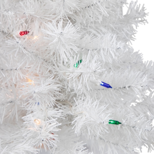 Pre-Lit Artificial Christmas Tree - 18" - White - Multicolor Lights
