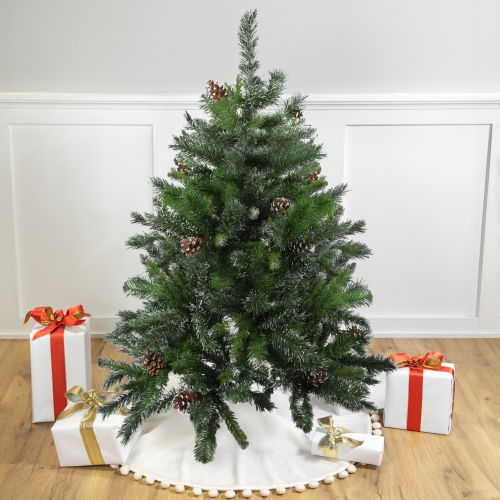 NORTHLIGHT  Full Snowy Delta Pine With Pine Cones Artificial Christmas Tree - 4' - Unlit
