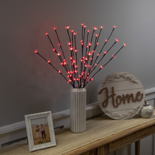 NORTHLIGHT  Pre-Lit Cherry Blossom Artificial Tree Branches - 2.5' - Led Lights - Set Of 3 In Red
