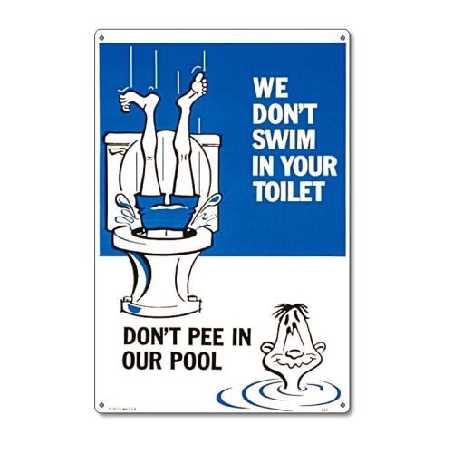 18" White and Blue Funny Residential Swimming Pool Sign
