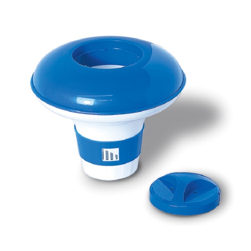 10-Inch White and Blue Adjustable Floating Swimming Pool Chemical Dispenser