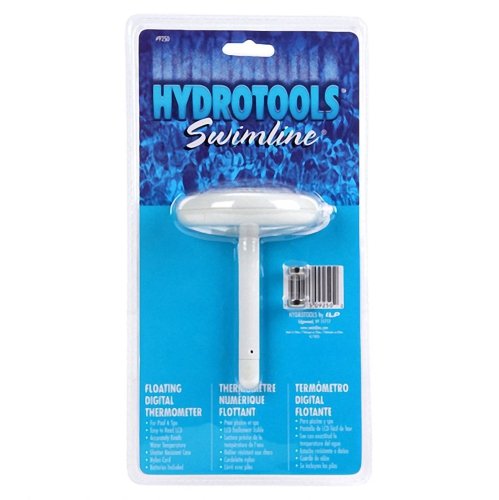 5.5" White and Blue HydroTools Solar Powered Floating Digital Thermometer for Swimming Pools or Spas