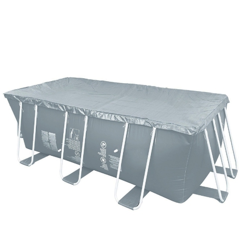 5.9' x 12.6' Gray Rectangular Pool Cover with Rope Ties