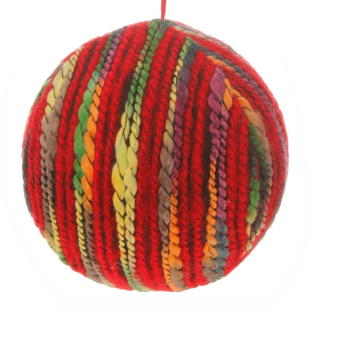 RAZ  "red And Strings Christmas Ball Ornament 5"" (125Mm)" In Green