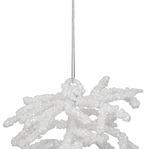 5" White and Silver Glitter Pine Cone Christmas Ornament