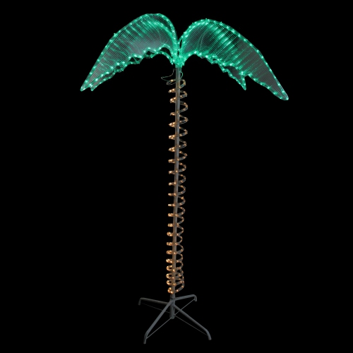 LED Rope Lighted Palm Tree Outdoor Decoration - 4.5' - Green and Clear Lights