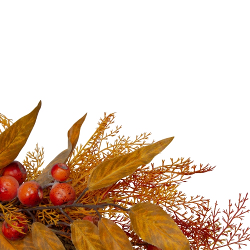 Yellow and Orange Berry and Leaves Fall Harvest Artificial Wreath - 24-Inch, Unlit