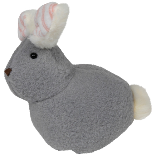 Plush Easter Bunny Rabbit with Striped Ears Spring Figure - 8"