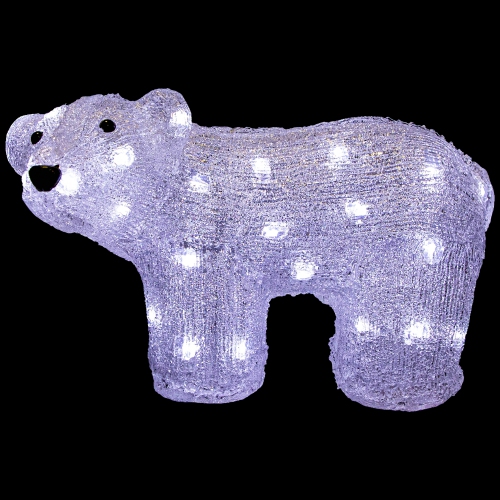 NORTHLIGHT  Lighted Commercial Grade Acrylic Polar Bear Outdoor Christmas Decoration - 13.5"- Polar Led Lights In White