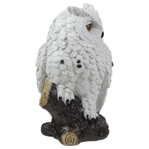 Glittered Owl Perched on a Branch Statue - 6"