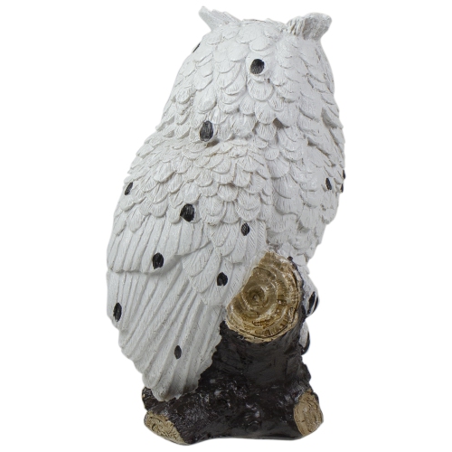 Glittered Owl Perched on a Branch Statue - 6"