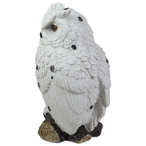 Glittered Owl Perched on a Branch Statue - 6"
