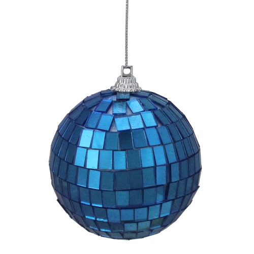 6ct Lavish Blue Mirrored Glass Disco Ball Christmas Ornaments 2.75"