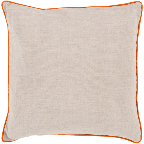 22" Ivory and Fire Orange Solid Square Throw Pillow Cover