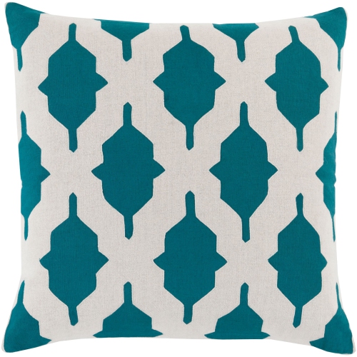 20" Teal Green and Khaki Brown Contemporary Square Throw Pillow Cover
