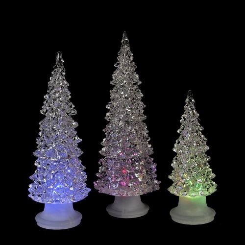 Set of 3 Color Changing LED Lighted Christmas Trees