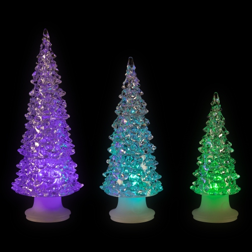 Set of 3 Color Changing LED Lighted Christmas Trees