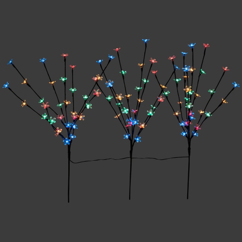 Pre-Lit Cherry Blossom Artificial Tree Branches - 2.5' - Multicolor LED Lights - Set of 3