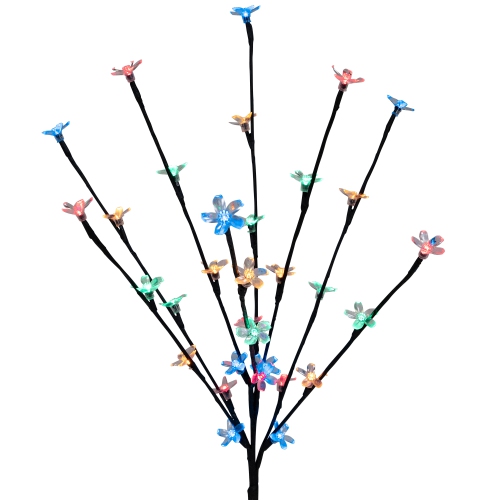 Pre-Lit Cherry Blossom Artificial Tree Branches - 2.5' - Multicolor LED Lights - Set of 3