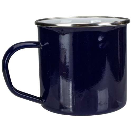 4.75" Dark Blue and White Metal Varsity Party Coffee Mug