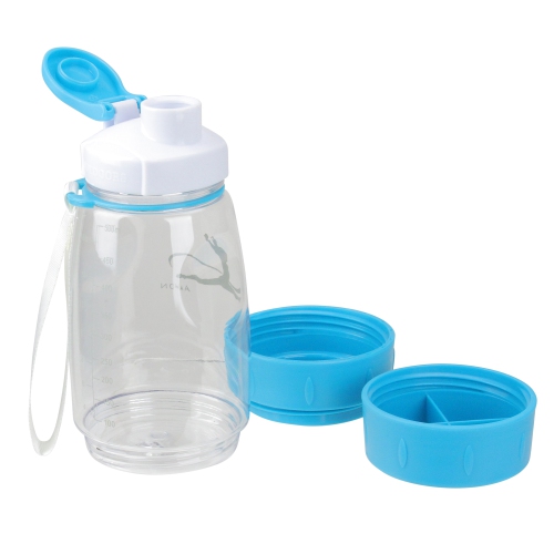 Blue 3-in-1 Portable Shake Bottle for Healthy Drinks, 9-Inch