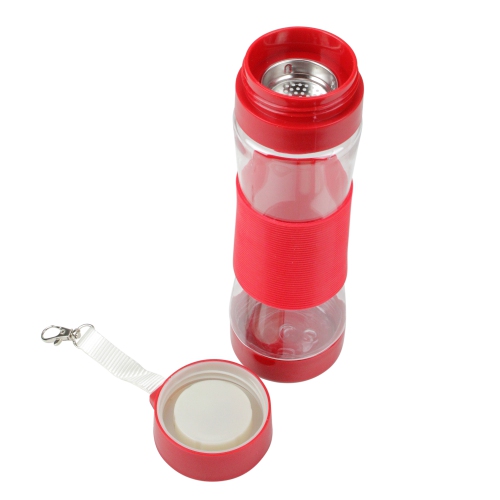 9.5" Red Clip-on Water Bottle with Silicone Center Sleeve