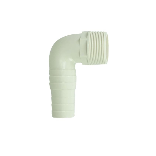 4.75" White HydroTools Swimming Pool or Spa Standard Tapered Threaded and Barbed Elbow Fitting