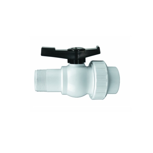 6.75" White and Black Hydro Tools Swimming Pool ABS Threaded Ball Valve