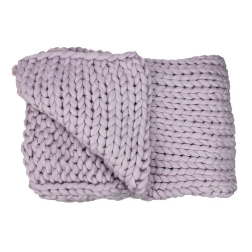 Light Purple Cable Knit Plush Throw Blanket 50 x 60