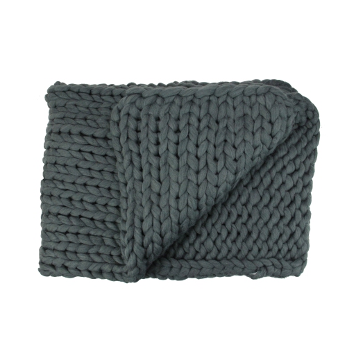 NORTHLIGHT  Smokey Cable Knit Plush Throw Blanket 50" X 60" In Gray