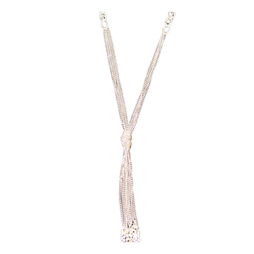 Set of Silvertone Chain Link and Crystal Dangling Jewelry Necklace and Earrings