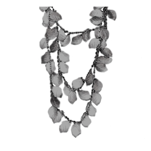 Brushed Silvertone Leaves Fashion Jewelry Multistrand Necklace and Earrings Set