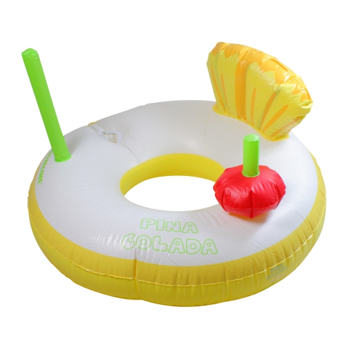 41" Yellow and White Piña Colada Inflatable Swimming Pool Inner Tube Ring Float