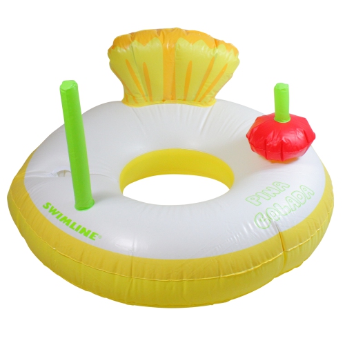 41" Yellow and White Piña Colada Inflatable Swimming Pool Inner Tube Ring Float