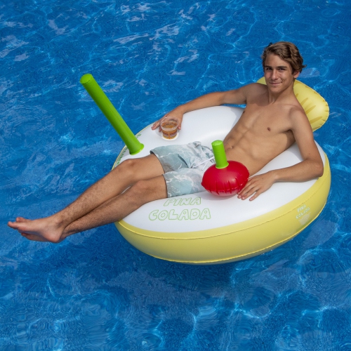 41" Yellow and White Piña Colada Inflatable Swimming Pool Inner Tube Ring Float