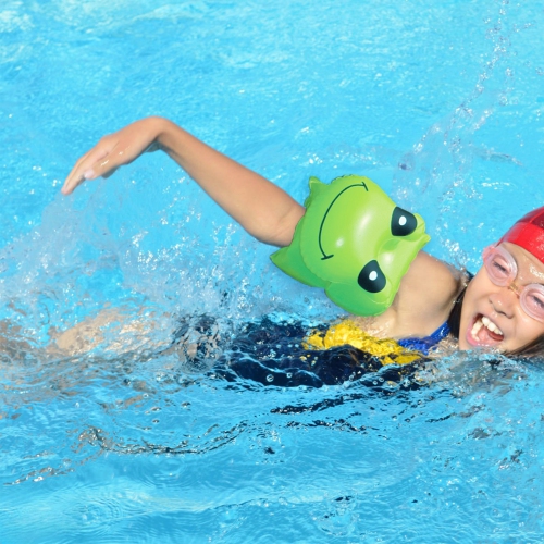 Set of 2 Inflatable Green Frog Animal Fun Swimming Pool Arm Floats For Kids, 7.5-Inch