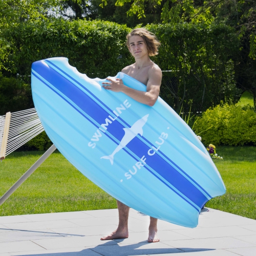 Shark Bite Surfboard Swimming Pool Inflatable Raft - 73" - Blue