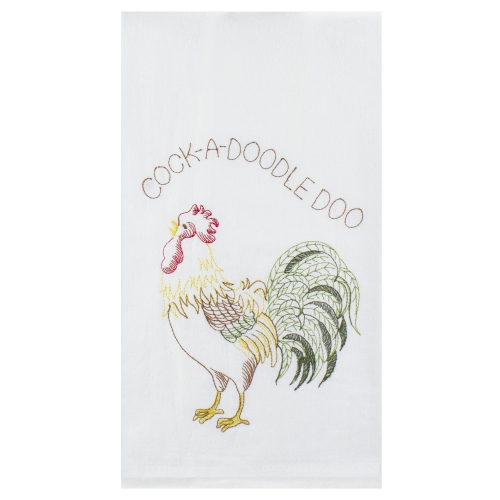 C&F HOME  25" Brown And Cotton Rooster Towel In White