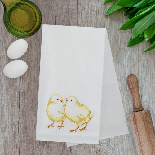 25" Yellow and White Cotton Chick Towel