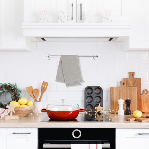 Set of 2 Gray Fringed Hand Towel Kitchen Decor - 22"